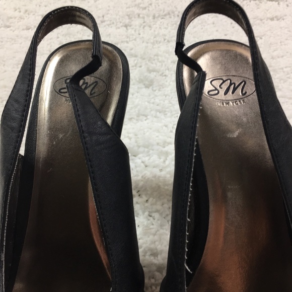SM New York Elena Black Peep Toe Heel  9 - Picture 6 of 8